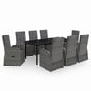 vidaXL Ensemble &agrave; manger de jardin avec coussins 9 pcs Gris