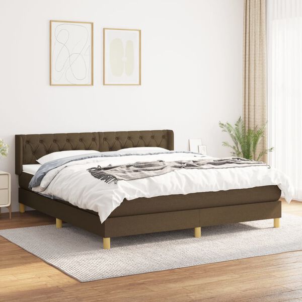 vidaXL Sommier &agrave; lattes de lit avec matelas Marron fonc&eacute; 160x200 cm
