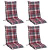 vidaXL Coussins de chaise &agrave; dossier haut lot de 4 motif carreaux rouge