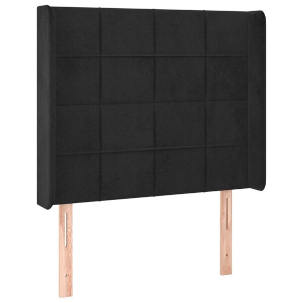 vidaXL T&ecirc;te de lit avec oreilles Noir 103x16x118/128 cm Velours