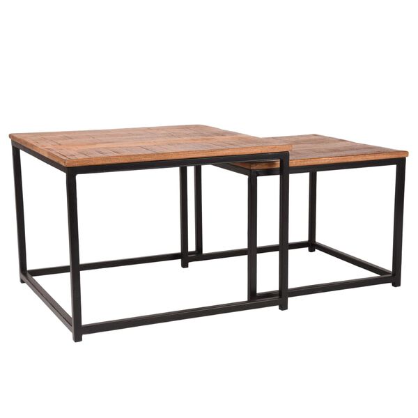 LABEL51 Ensemble de 2 tables basses Couple bois/noir