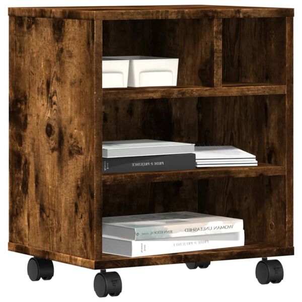 vidaXL Support d'imprimante avec roulettes ch&ecirc;ne fum&eacute; 41x32x48 cm