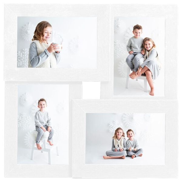 vidaXL Collage de cadres photo pour photo de 4x(13x18 cm) Blanc MDF