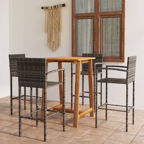 vidaXL Ensemble de bar de jardin 5 pcs Gris