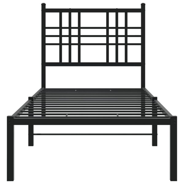 vidaXL Cadre de lit métal sans matelas avec tête de lit noir 75x190 cm
