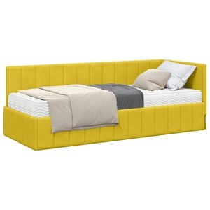 vidaXL Cadre de lit d'angle avec matelas 2 pcs Jaune Velours