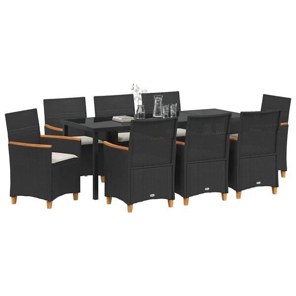 vidaXL Ensemble de salle &agrave; manger pour jardin 9 pcs Noir polyrotin