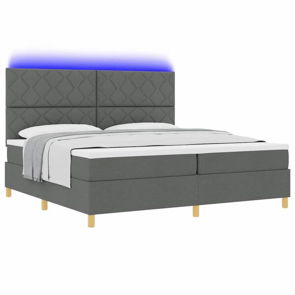 vidaXL Lit à ressorts avec matelas Gris foncé 200 x 200 cm tissu