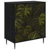 vidaXL Commode ELBURG Impression de feuille de palmier Ch&ecirc;ne noir