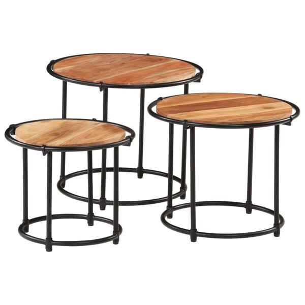 vidaXL Tables gigognes 3 pcs bois massif d'acacia