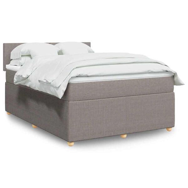 vidaXL Sommier &agrave; lattes de lit avec matelas Taupe 140x200 cm Tissu