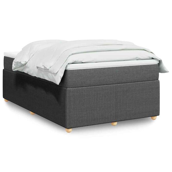 vidaXL Sommier &agrave; lattes de lit avec matelas Gris fonc&eacute; 120x200cm Tissu
