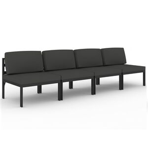 vidaXL Canap&eacute; de jardin 4 places avec coussins Aluminium Anthracite