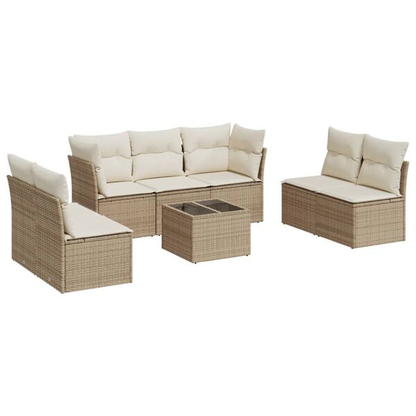 vidaXL Salon de jardin avec coussins 8 pcs beige r&eacute;sine tress&eacute;e