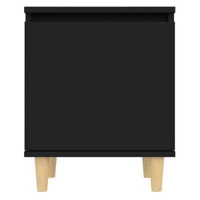 vidaXL Table de chevet avec pieds en bois massif Noir 40x30x50 cm