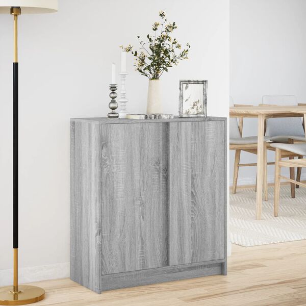 vidaXL Buffet avec LED sonoma gris 77x34x85 cm bois d'ing&eacute;nierie