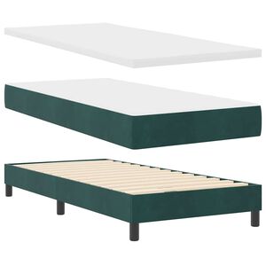 vidaXL Lit &agrave; ressort LED avec matelas Vert fonc&eacute; 90 x 190 cm Velours