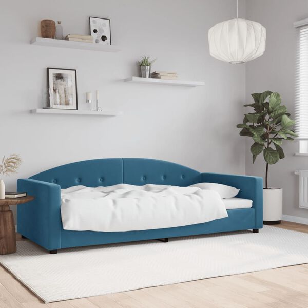 vidaXL Lit de repos sans matelas bleu 90x200 cm velours