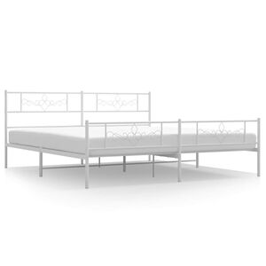 vidaXL Cadre de lit m&eacute;tal sans matelas et pied de lit blanc 193x203 cm