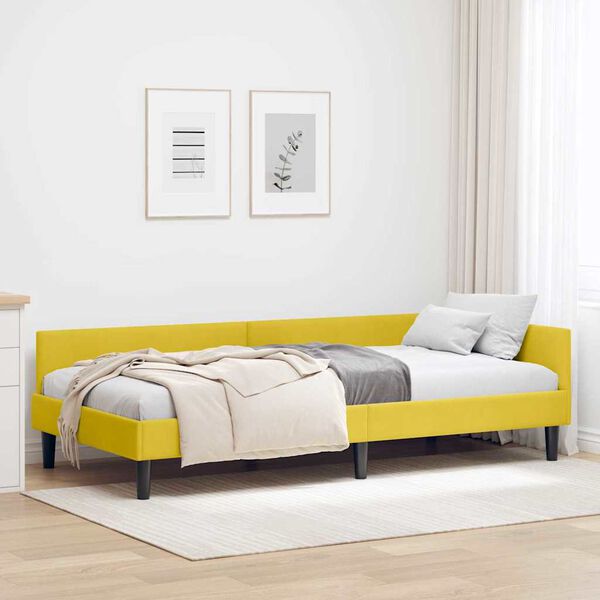 vidaXL Cadre de lit d'angle Jaune 90 cm x 190 cm Velours