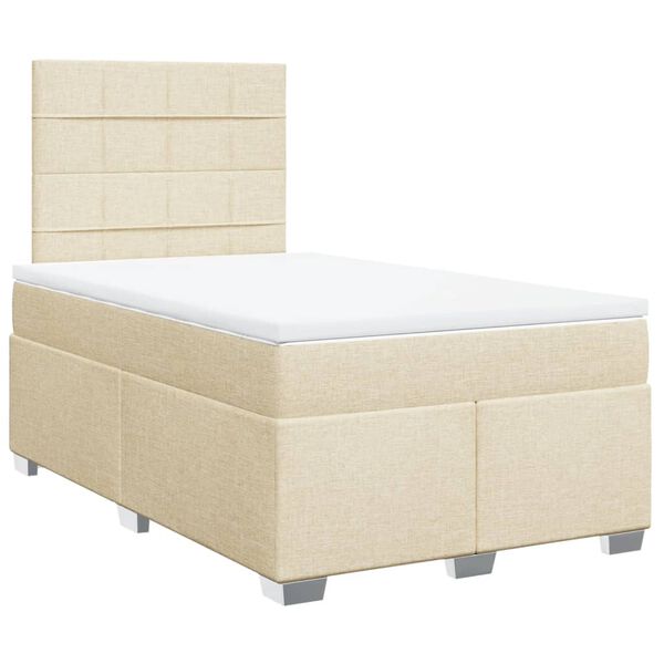 vidaXL Sommier à lattes de lit avec matelas crème 120x190 cm tissu