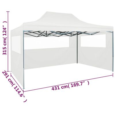 vidaXL Tente pliable de réception avec 3 parois 3 x 4,5 m Blanc