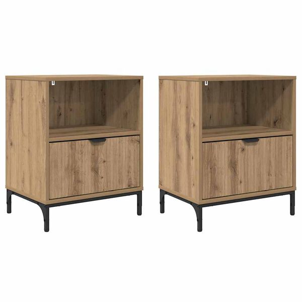 vidaXL Tables de chevet 2 pcs ch&ecirc;ne artisanal 49 x 36 x 61 cm