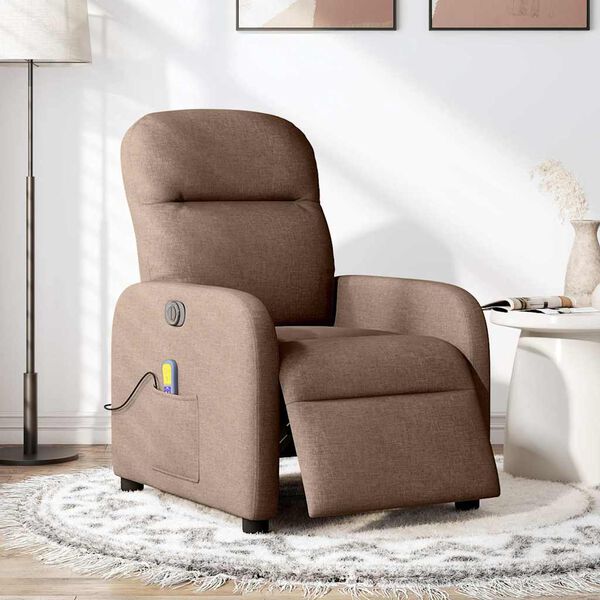 vidaXL Fauteuil inclinable de massage &eacute;lectrique marron tissu