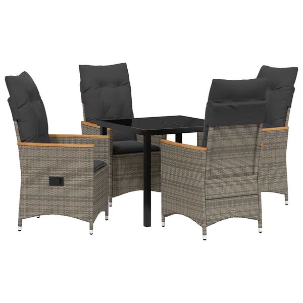 vidaXL Ensemble de salle &agrave; manger pour jardin 5 pcs Gris polyrotin