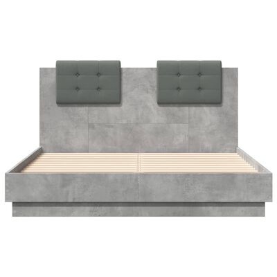 vidaXL Cadre de lit avec tête de lit gris béton 120x190 cm
