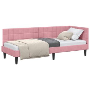 vidaXL Cadre de lit d'angle Rose 80 cm x 200 cm Velours