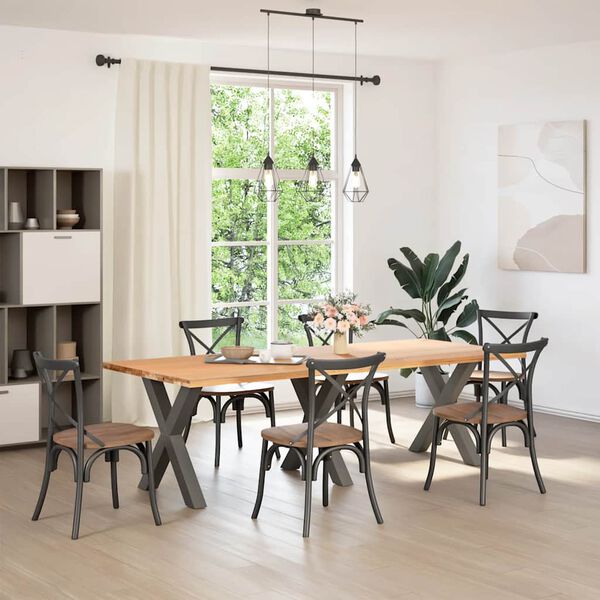 vidaXL Pieds de table &agrave; manger en forme de X, 3 pi&egrave;ces, anthracite, 70 x (72-73) cm, acier