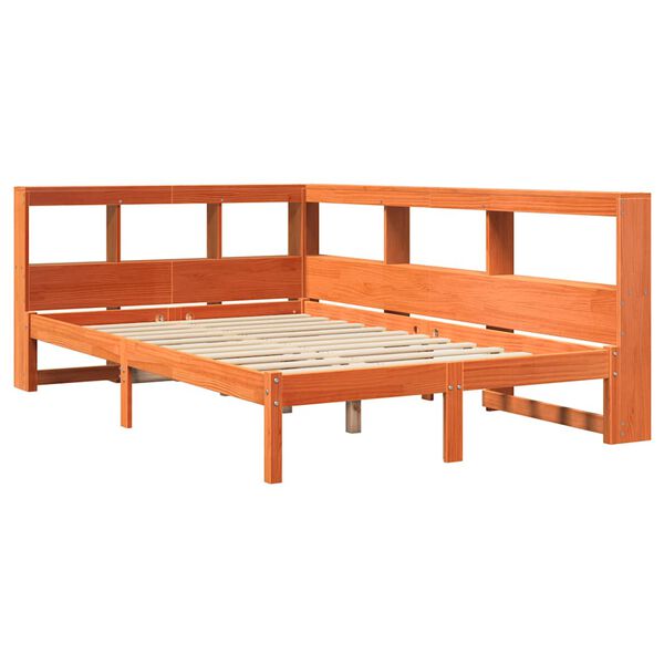 vidaXL Lit biblioth&egrave;que sans matelas cire marron 120x200 cm pin massif