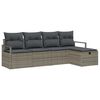 vidaXL Ensemble de canap&eacute; de jardin avec coussin 5 pcs Gris Poly rotin