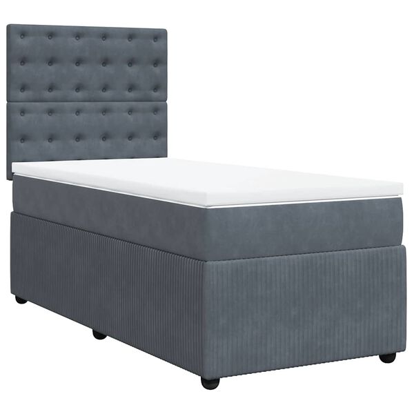 vidaXL Sommier &agrave; lattes de lit et matelas Gris fonc&eacute; 90x200 cm Velours