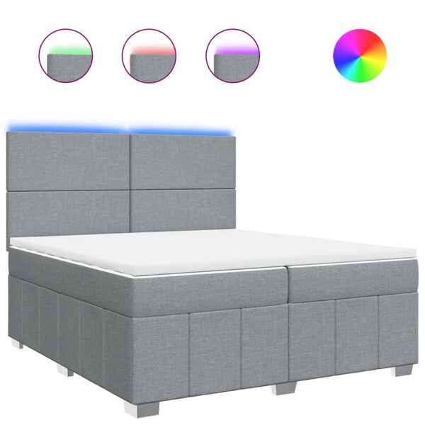 vidaXL Sommier &agrave; lattes de lit avec matelas Gris clair 200x200cm Tissu
