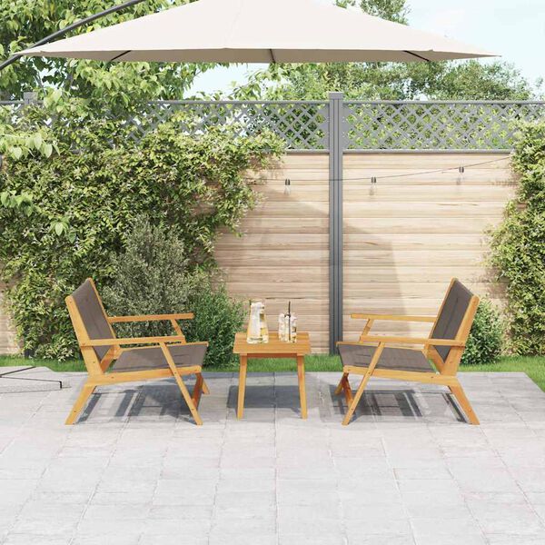 vidaXL Chaises de jardin avec table 3 pcs Gris Bois d'acacia massif