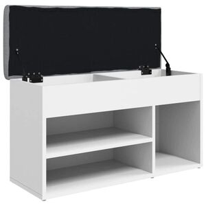 vidaXL Banc &agrave; chaussures Blanc 82x32x45,5 cm Bois d'ing&eacute;nierie