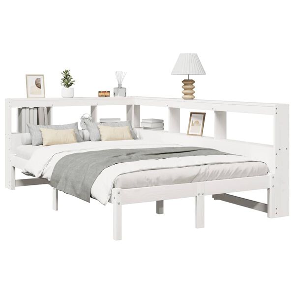 vidaXL Lit bibliothèque sans matelas blanc 120x190 cm bois pin massif