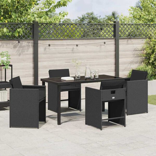 vidaXL Ensemble de salle &agrave; manger pour jardin 5 pcs Noir polyrotin