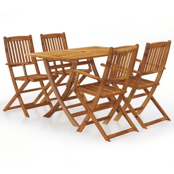 vidaXL Ensemble &agrave; manger de jardin pliable 5 pcs Bois d'acacia solide