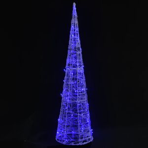 vidaXL C&ocirc;ne lumineux d&eacute;coratif pyramide &agrave; LED Acrylique Bleu 120 cm