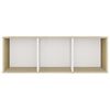 vidaXL Meuble TV blanc et ch&ecirc;ne sonoma 107x35x37 cm bois d&rsquo;ing&eacute;nierie