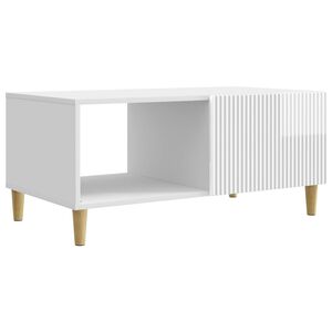vidaXL Table basse Blanc brillant 90 x 50 x 40 cm Bois d'ing&eacute;nierie