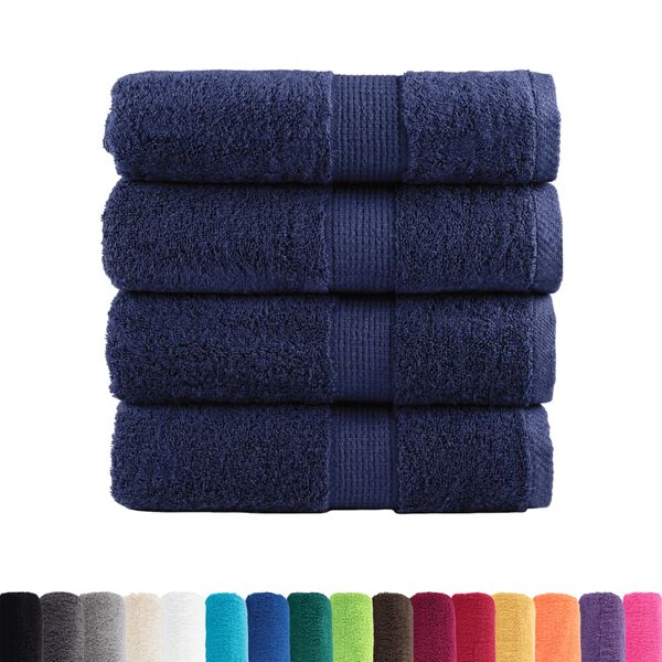 vidaXL Serviettes de toilette premium SOLUND 4 pi&egrave;ces Bleu marine 30 x 30 cm 600 g/m&sup2;