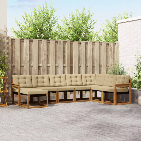 vidaXL Ensemble de canap&eacute;s d'ext&eacute;rieur 8 pcs Naturel et Beige