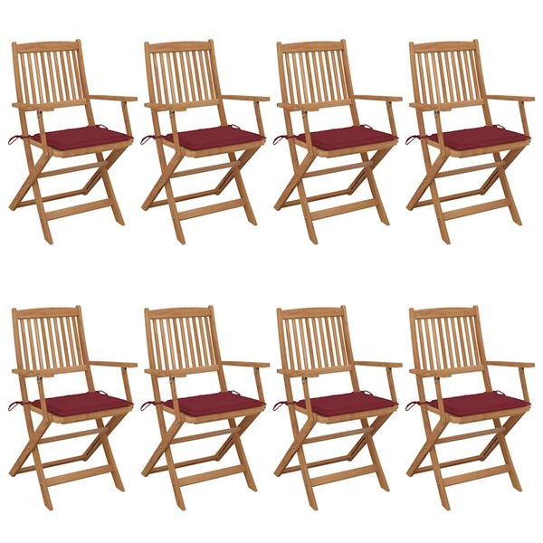 vidaXL Chaises pliables de jardin lot de 8 avec coussins Bois d'acacia