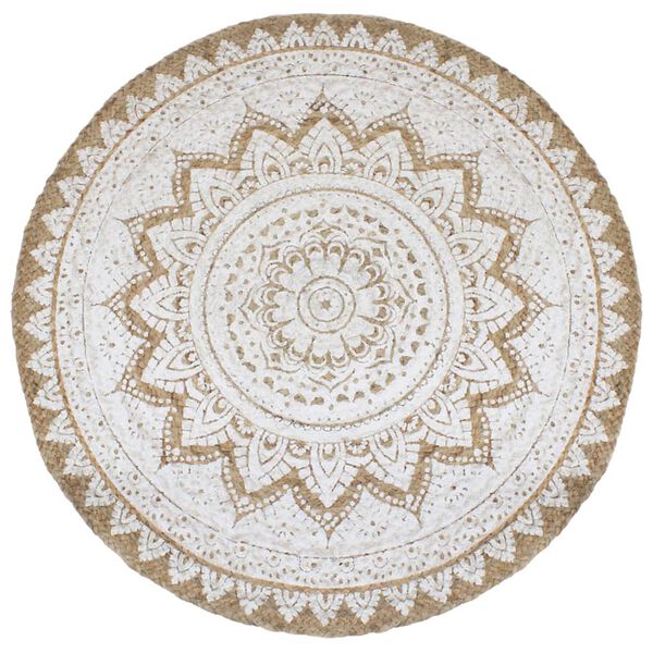 vidaXL Tapis de sol Jute tressée imprimée 180 cm Rond
