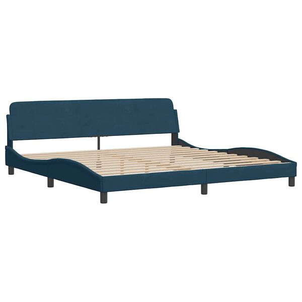 vidaXL Lit avec matelas Dover bleu 200x200 cm velours
