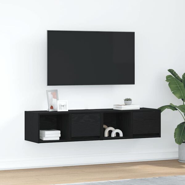 vidaXL Meubles TV 2 pcs ch&ecirc;ne noir 60x31x25,5 cm bois d'ing&eacute;nierie